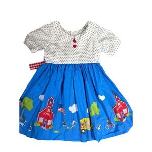 Eleanor Rose Presley School Dress Size 7-8 Months Bus Flag